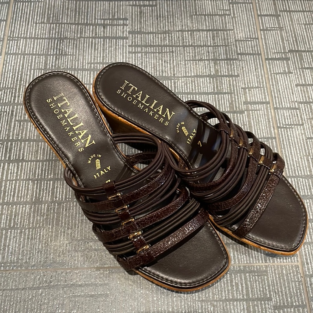 Chocolate brown wedge sandals